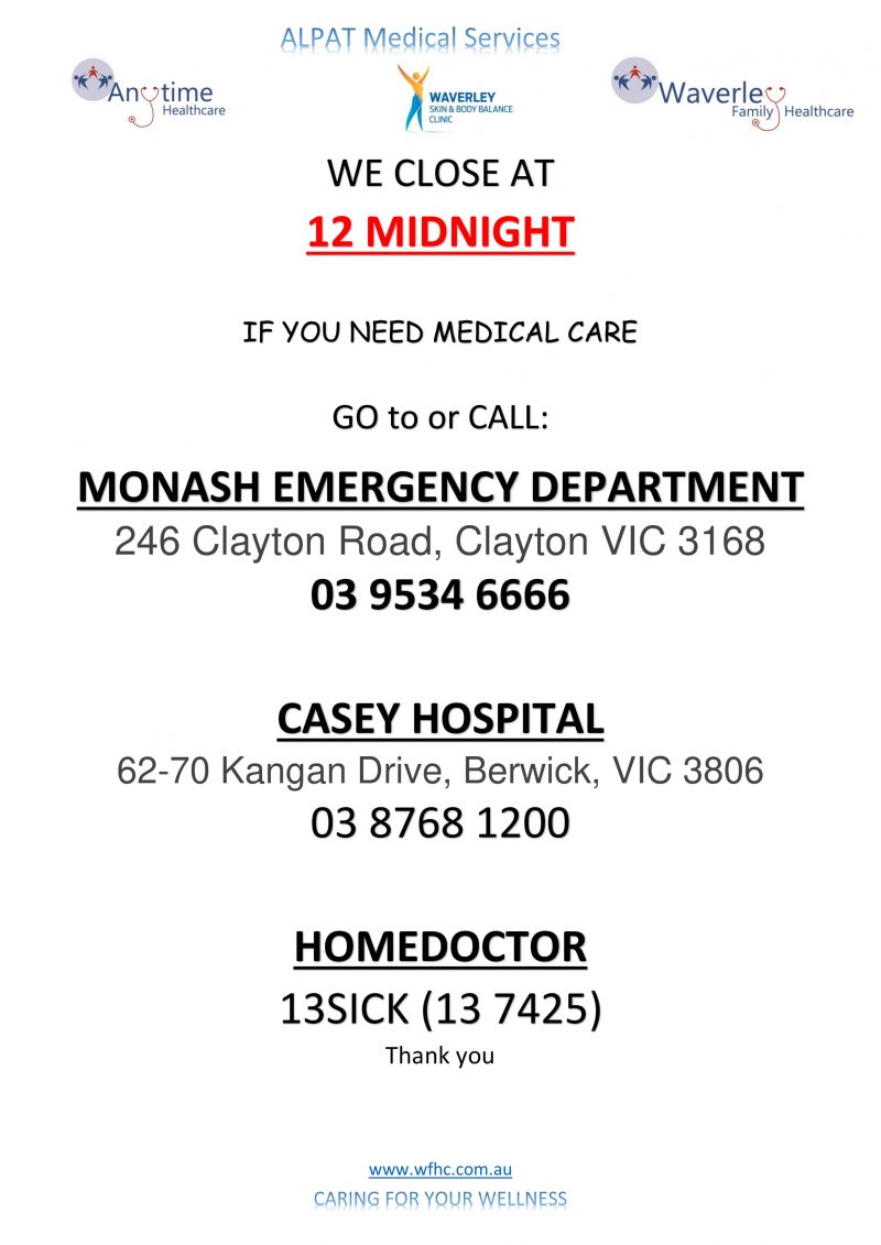 AFTER HOURS Waverley Family Healthcare
